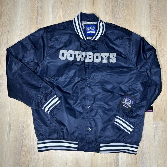 New Men's Dallas Cowboys NFL Team Apparel Satin Full Snap Varsity Navy Jacket XL - Picture 11 of 11